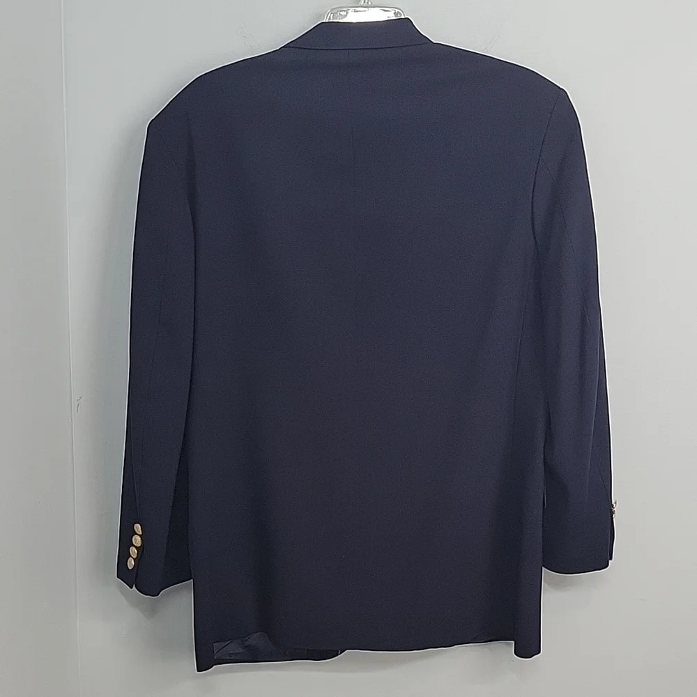 Lands End Navy Blue Wool Sport Coat 40 Short